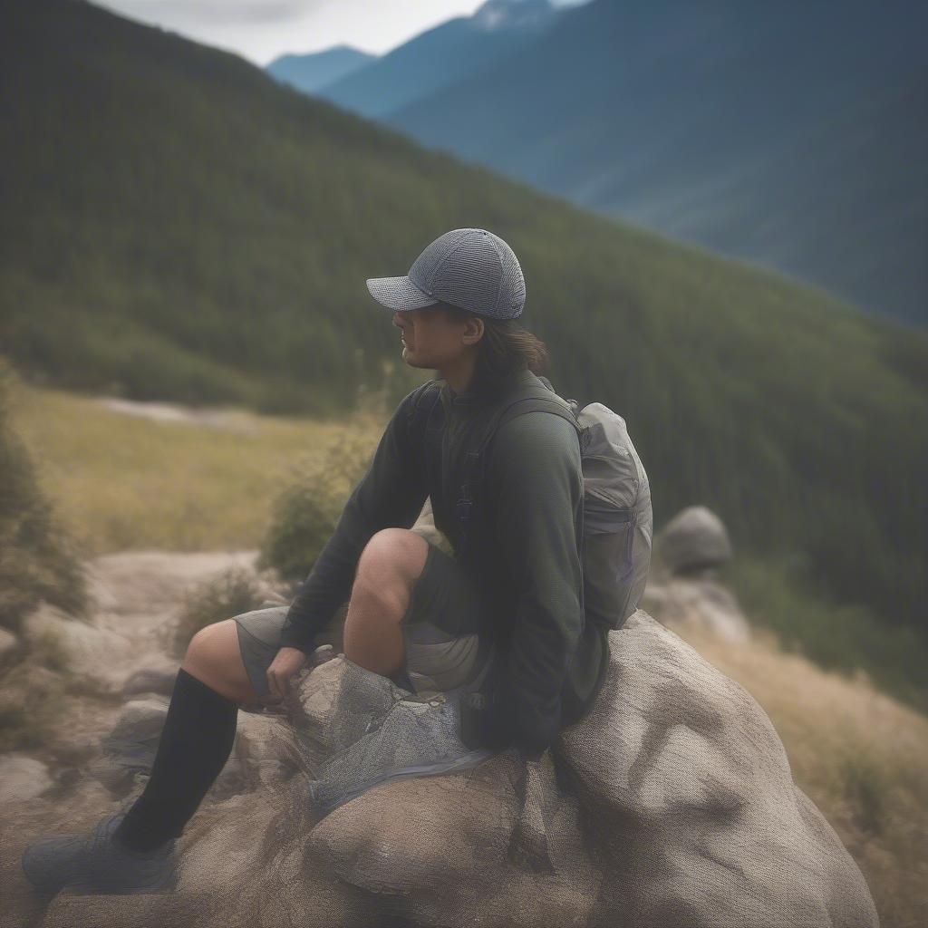 Person Wearing a Ballistic Weave Hat in an Outdoor Setting