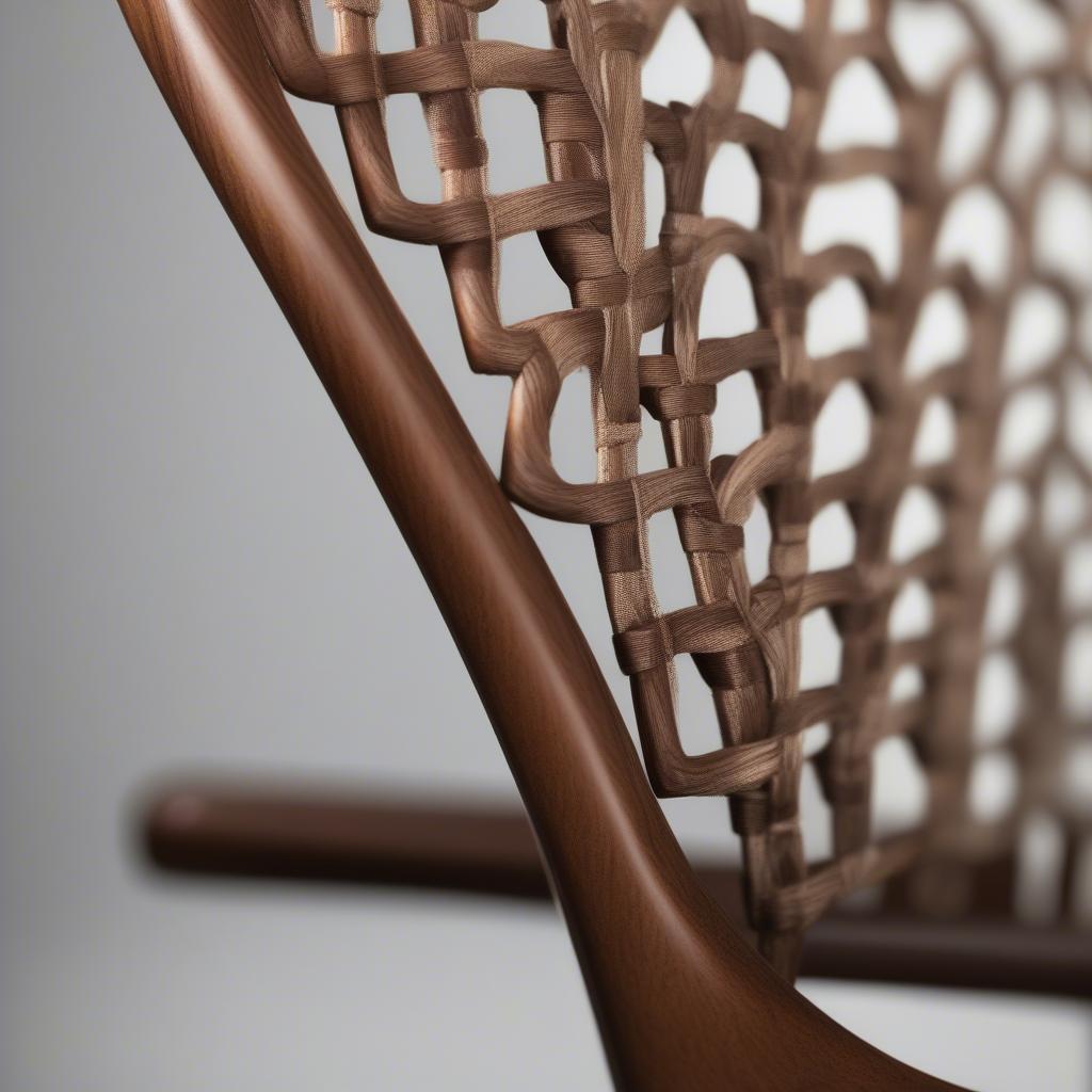 Close-up of Poly and Bark Weave Chair in Walnut