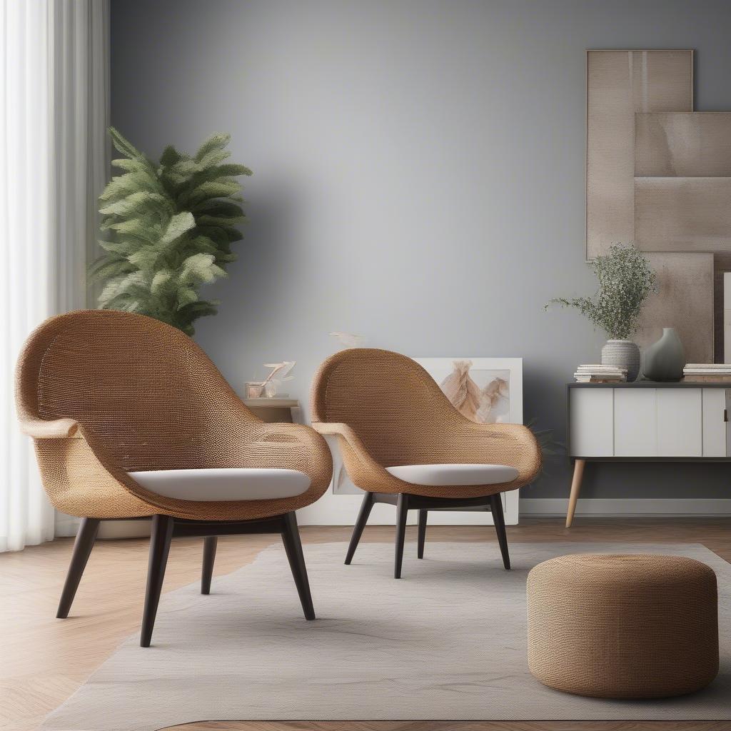 Poly and Bark Weave Chair in a Modern Living Room Setting