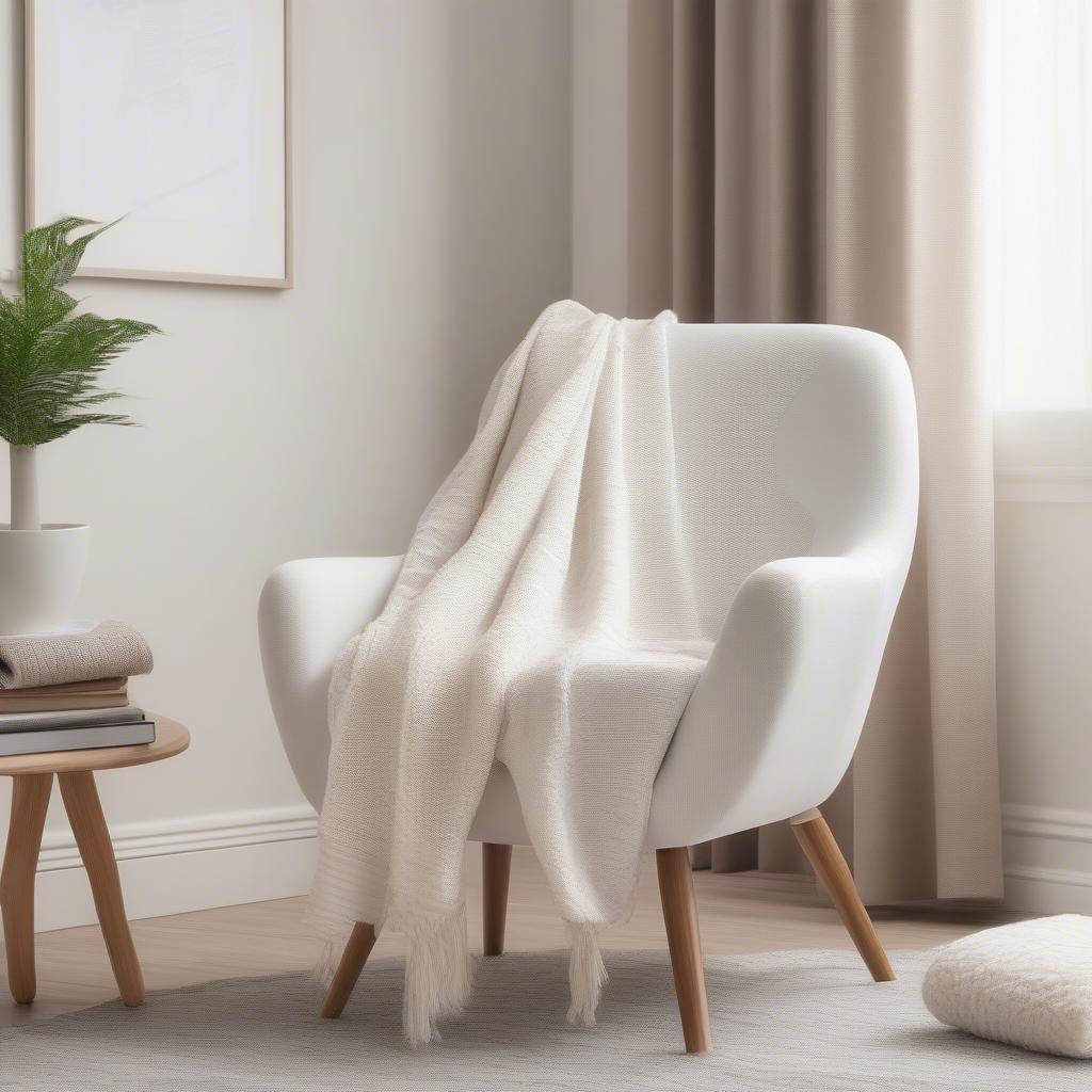 Poly and Bark Weave Chair White in an Indoor Living Room