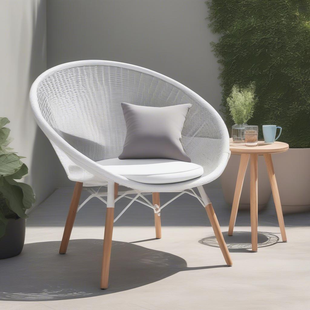 Poly and Bark Weave Chair White in an Outdoor Setting