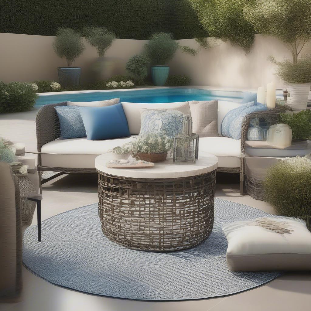 Poolside Decor with a Metal Weave Occasional Table