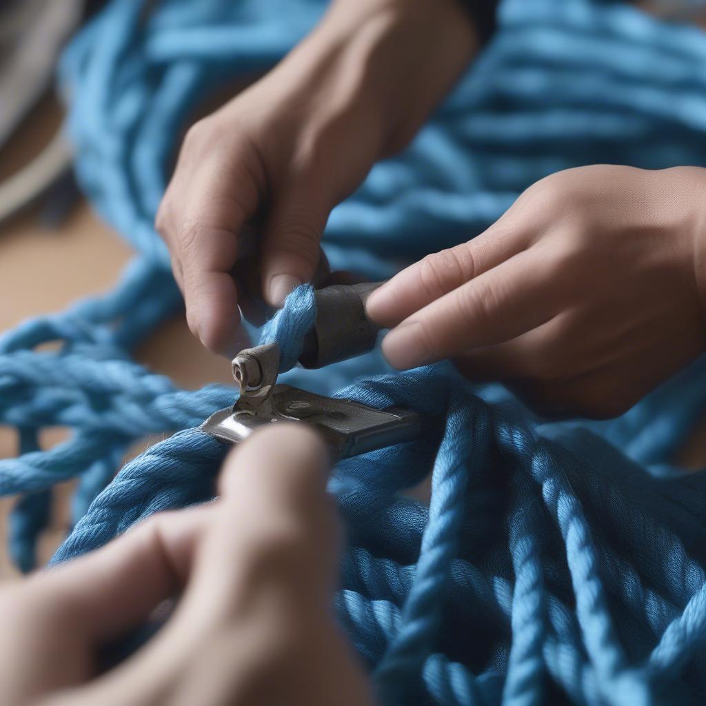 Preparing the Chair Frame and Nylon Rope for Weaving