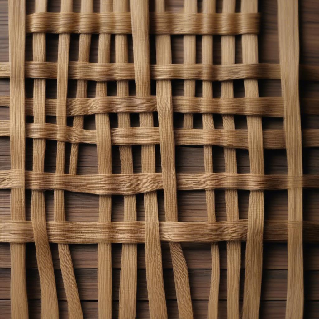 Close-up view of a primitive Hampton weave table square showcasing the intricate details of the weave and the natural fiber texture.