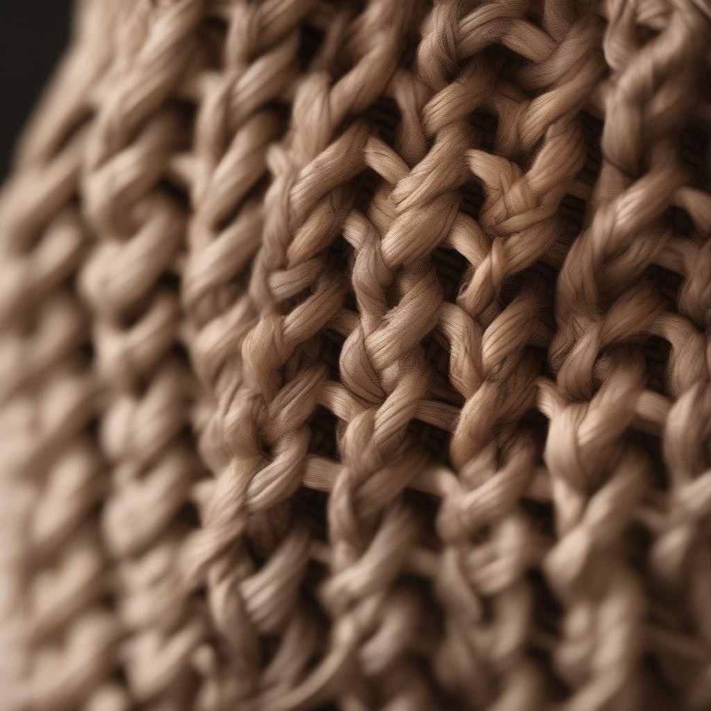 Closeup of a quince woven bag showing intricate detail and natural fibers