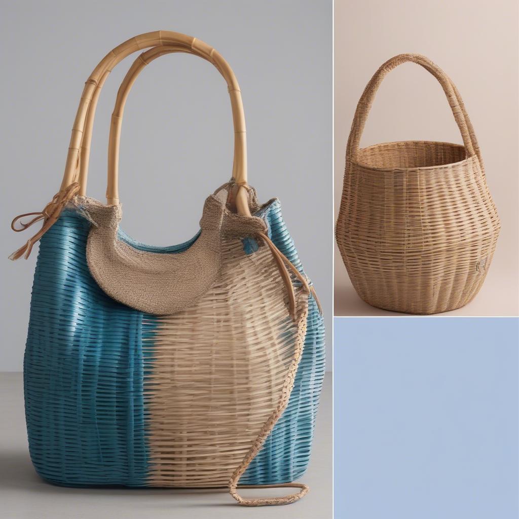 Comparison of Rattan and Wicker Blue Hobo Bags