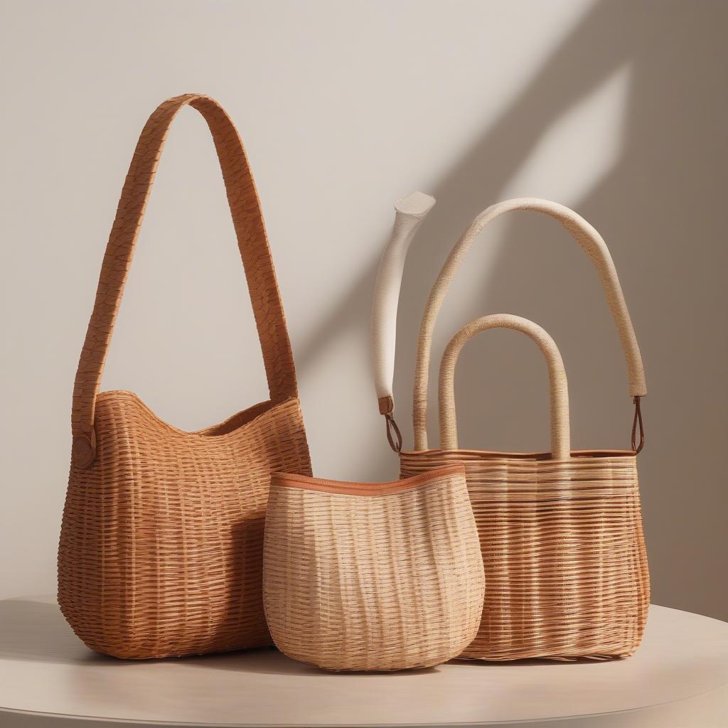 Comparison of rattan and wicker shoulder bags available in New Zealand.