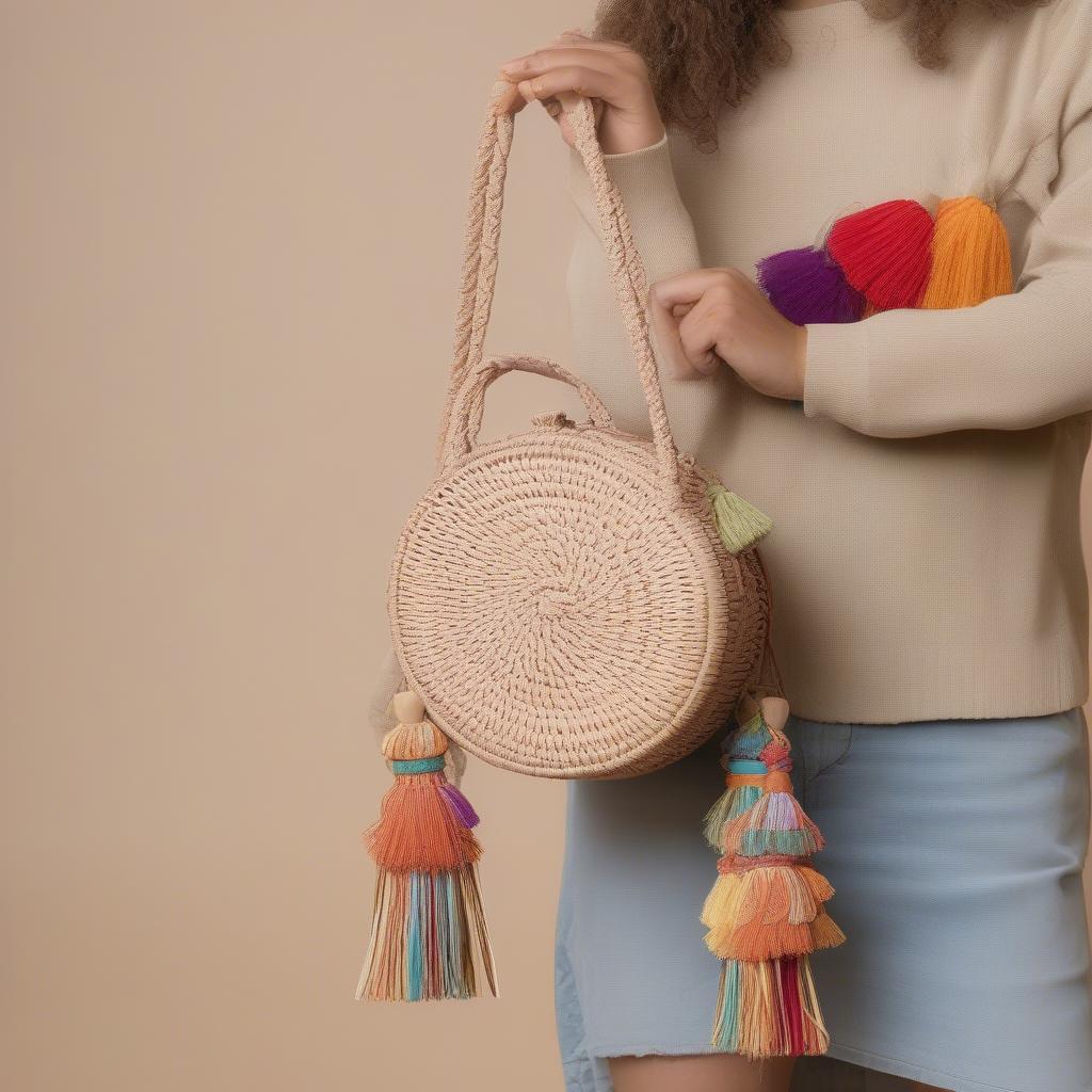 Bohemian Style Rattan Woven Canteen Bag