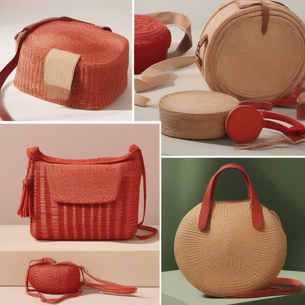 Various Styles of Red Woven Bags