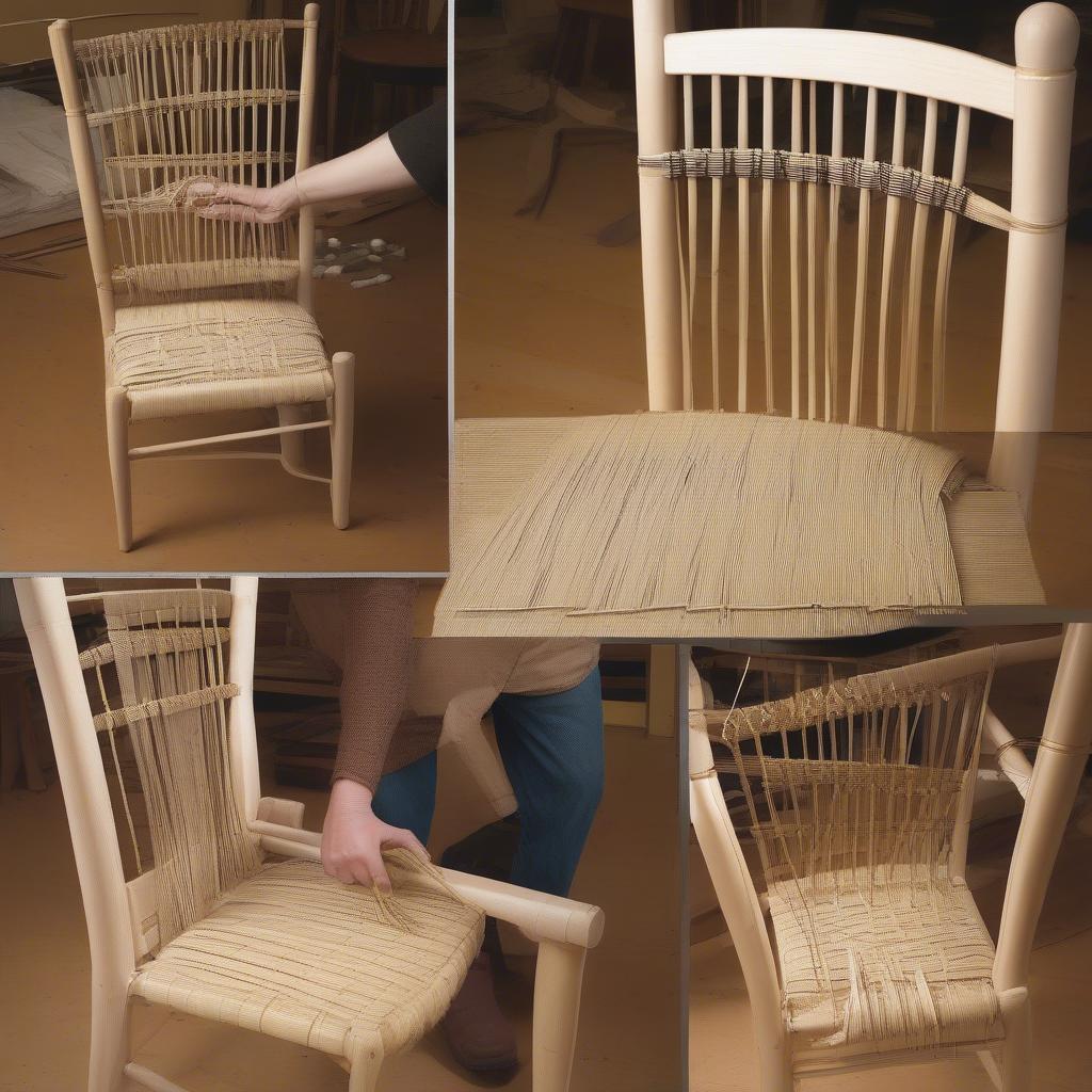 Weaving Reed onto a Chair Frame