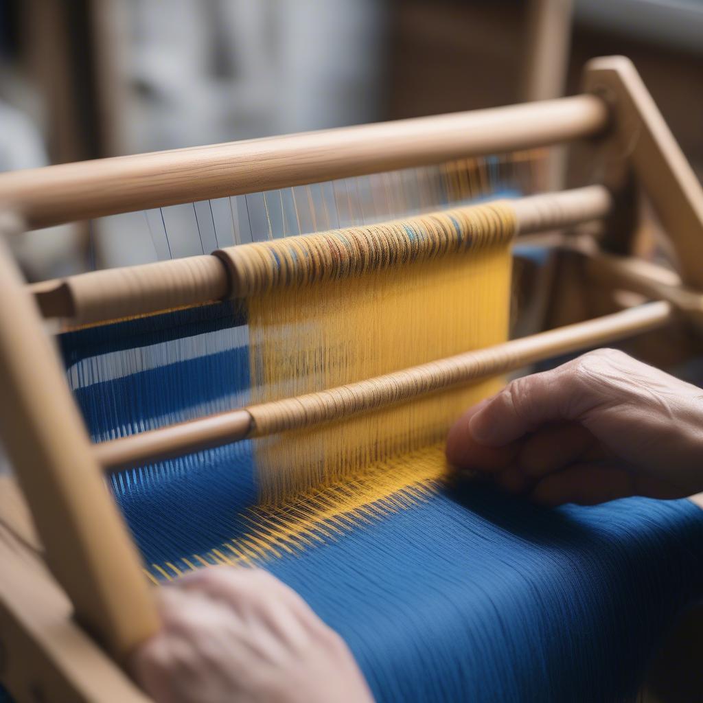 Rigid Heddle Table Loom in Use