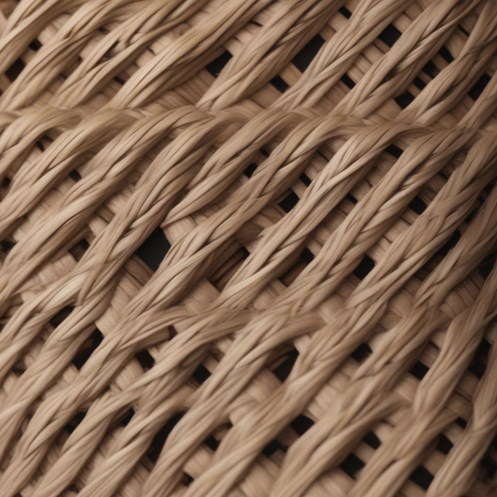 A finished rush chair seat showcasing a traditional weaving pattern.