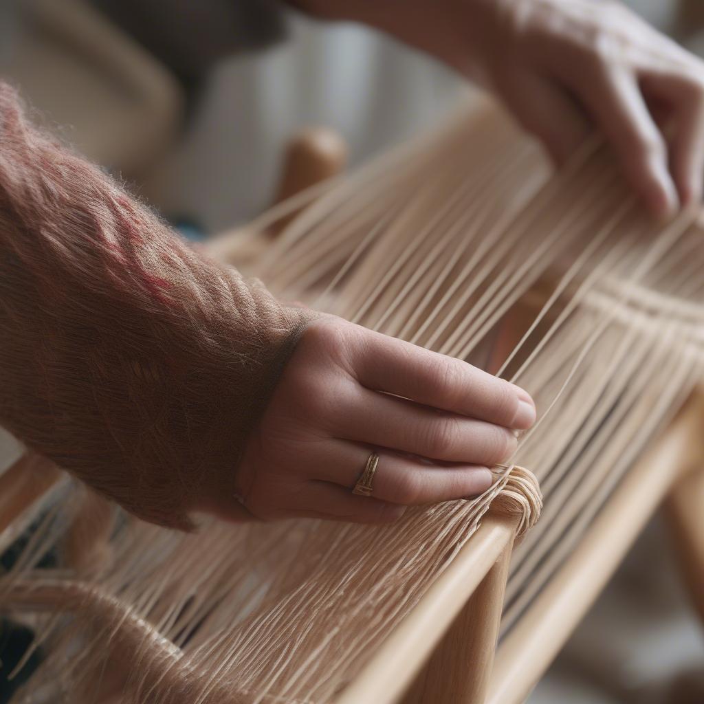 Traditional Rush Chair Weaving: A craftsman meticulously weaving rush onto a chair frame.