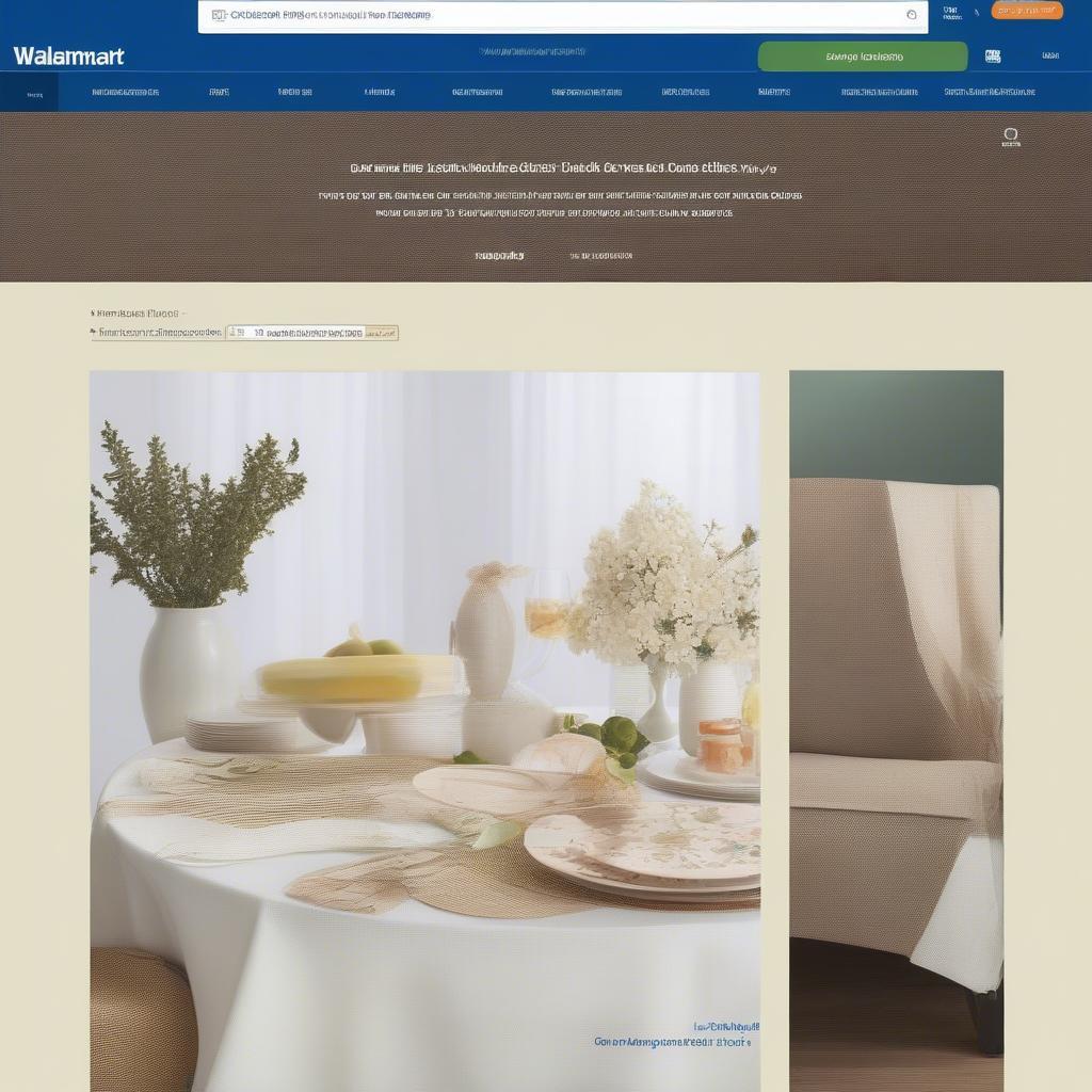 Searching for Tablecloths on Walmart Website