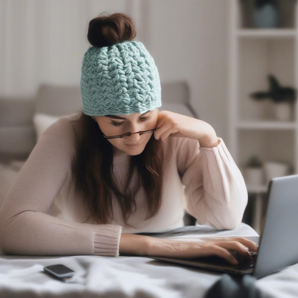 Searching for free basket weave messy bun hat patterns online