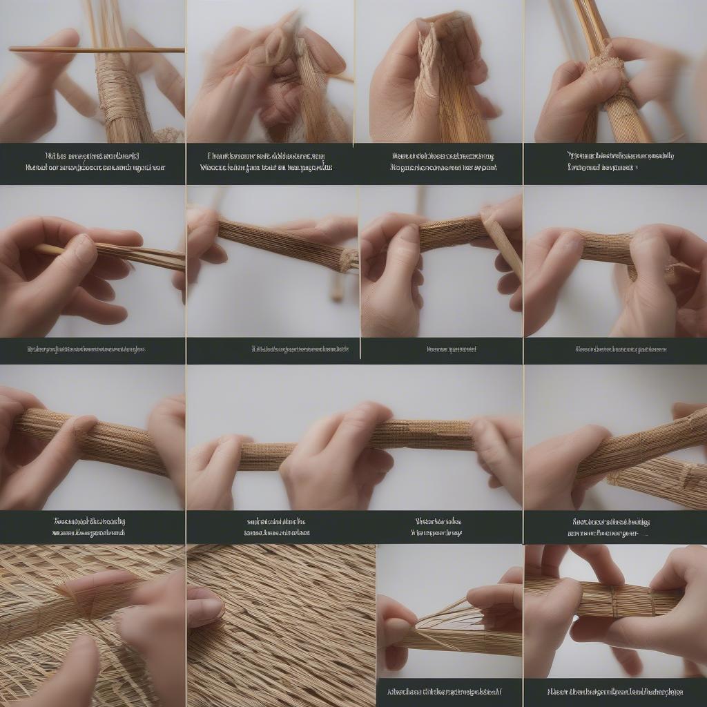 Demonstration of the seven-step chair caning pattern, with hands weaving cane through a chair frame.