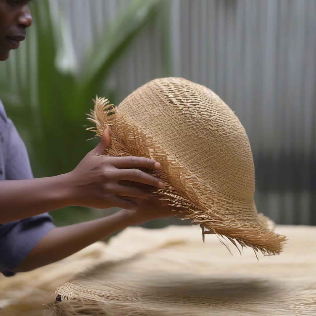 Shaping a Coconut Leaf Hat: A Detailed Guide