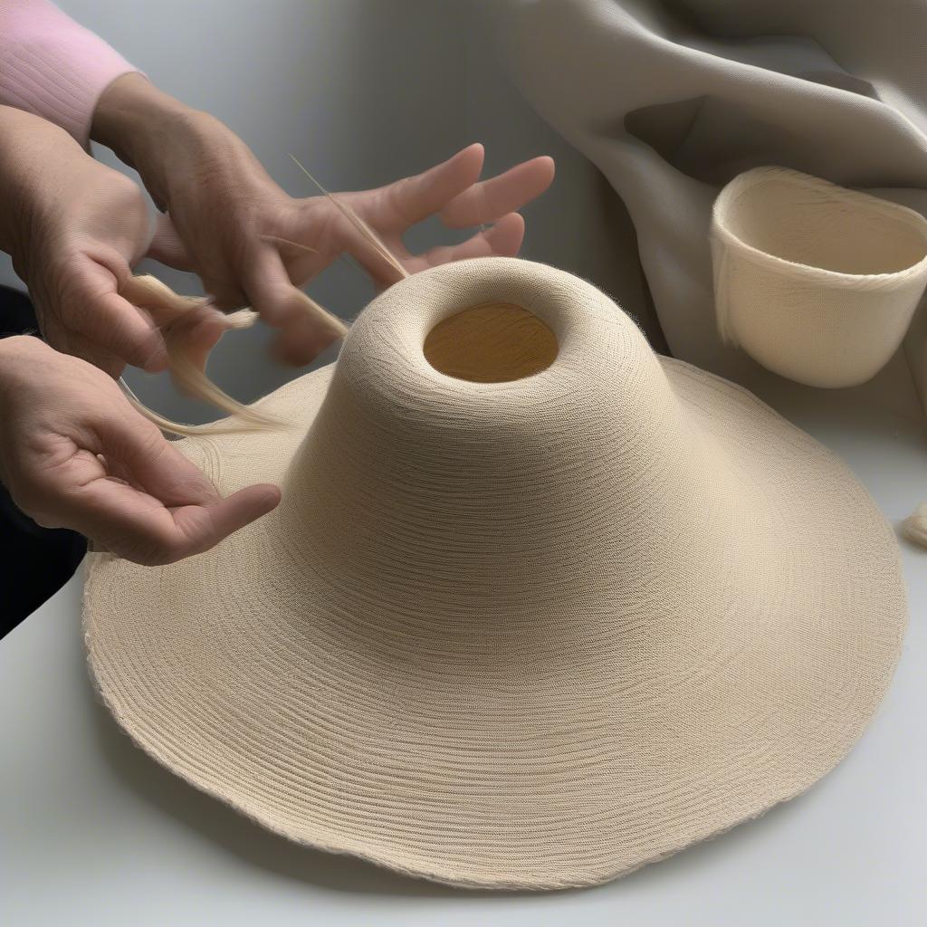 Shaping a Woven Sun Hat on a Form