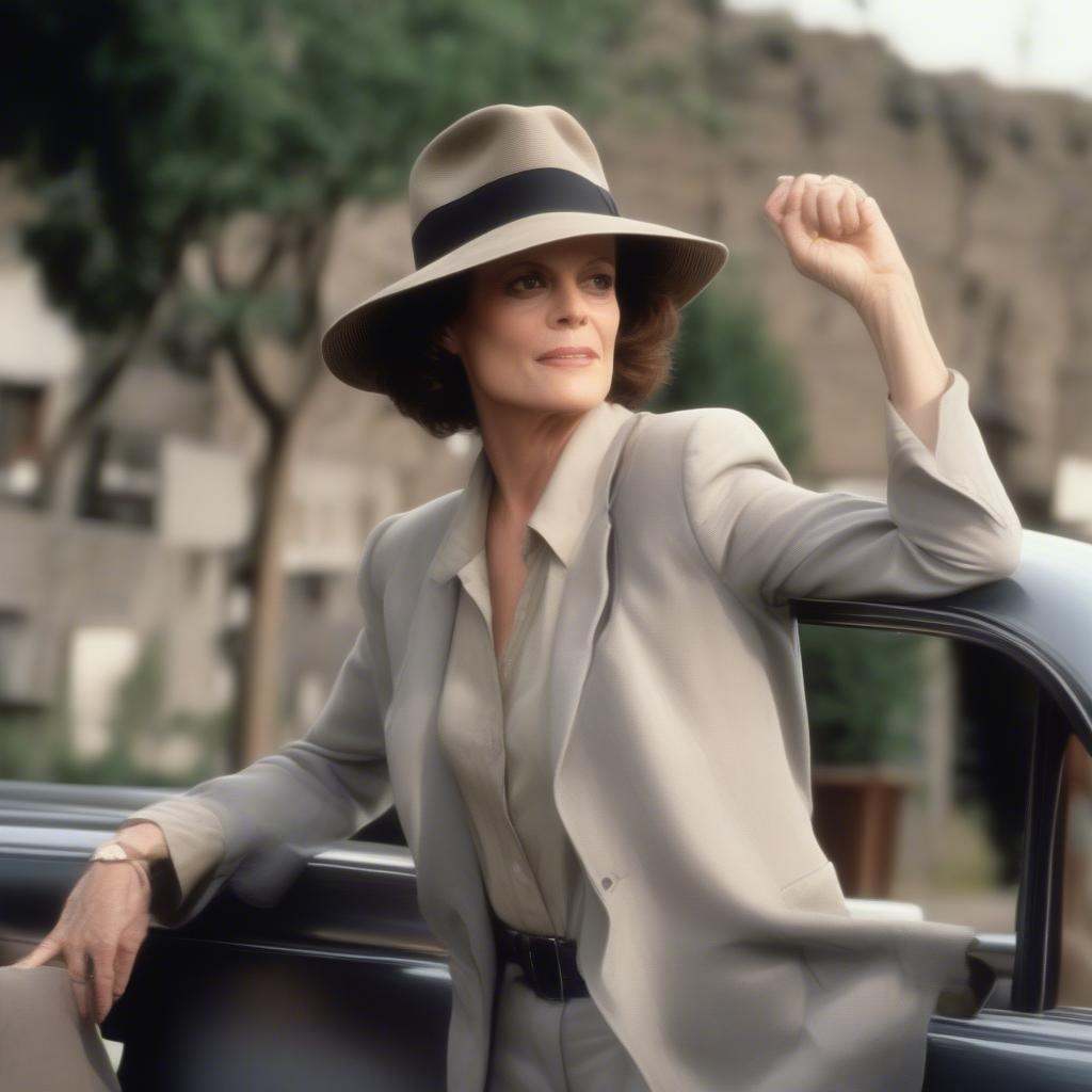 Sigourney Weaver in a stylish fedora