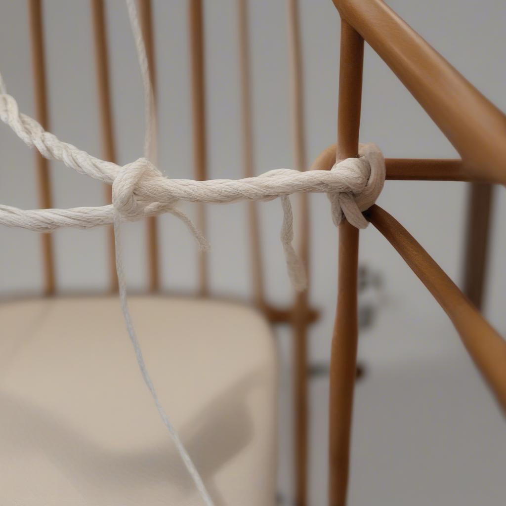 Starting a paper cord weave on chair