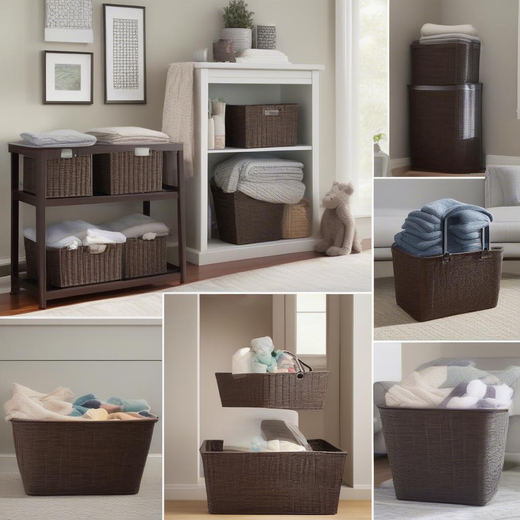 Sterilite Tall Weave Basket Espresso in Various Rooms