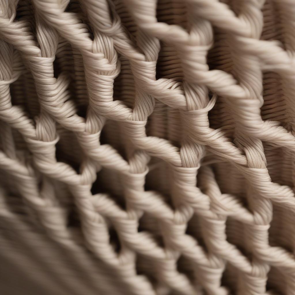 Close-up view of a string woven chair, showcasing the intricate pattern and craftsmanship.