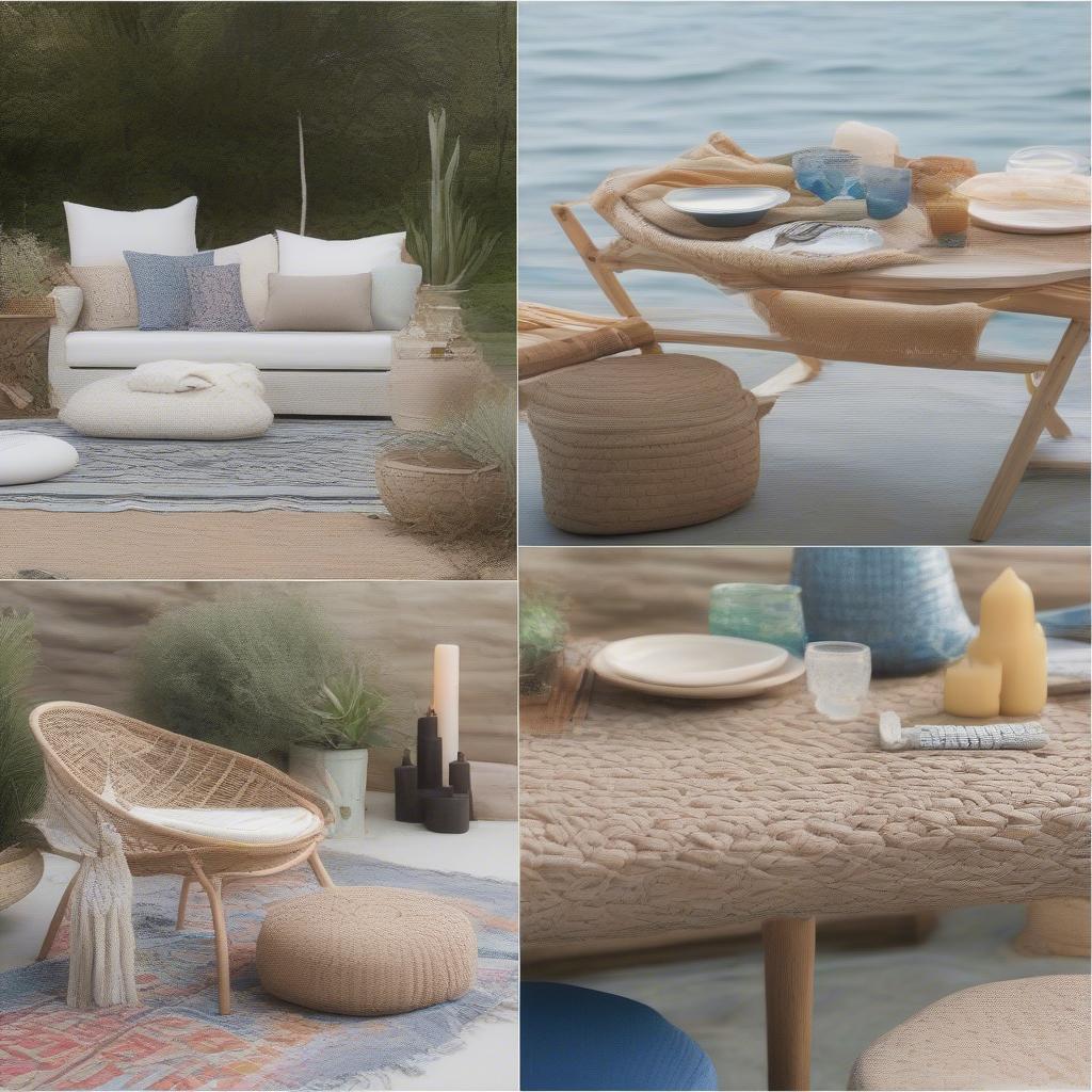 Styled Outdoor Weave Top Table in Various Settings