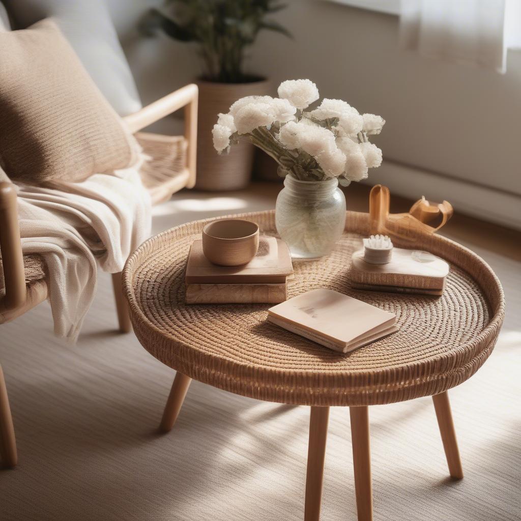 Styling a Weaved Coffee Table with Accessories