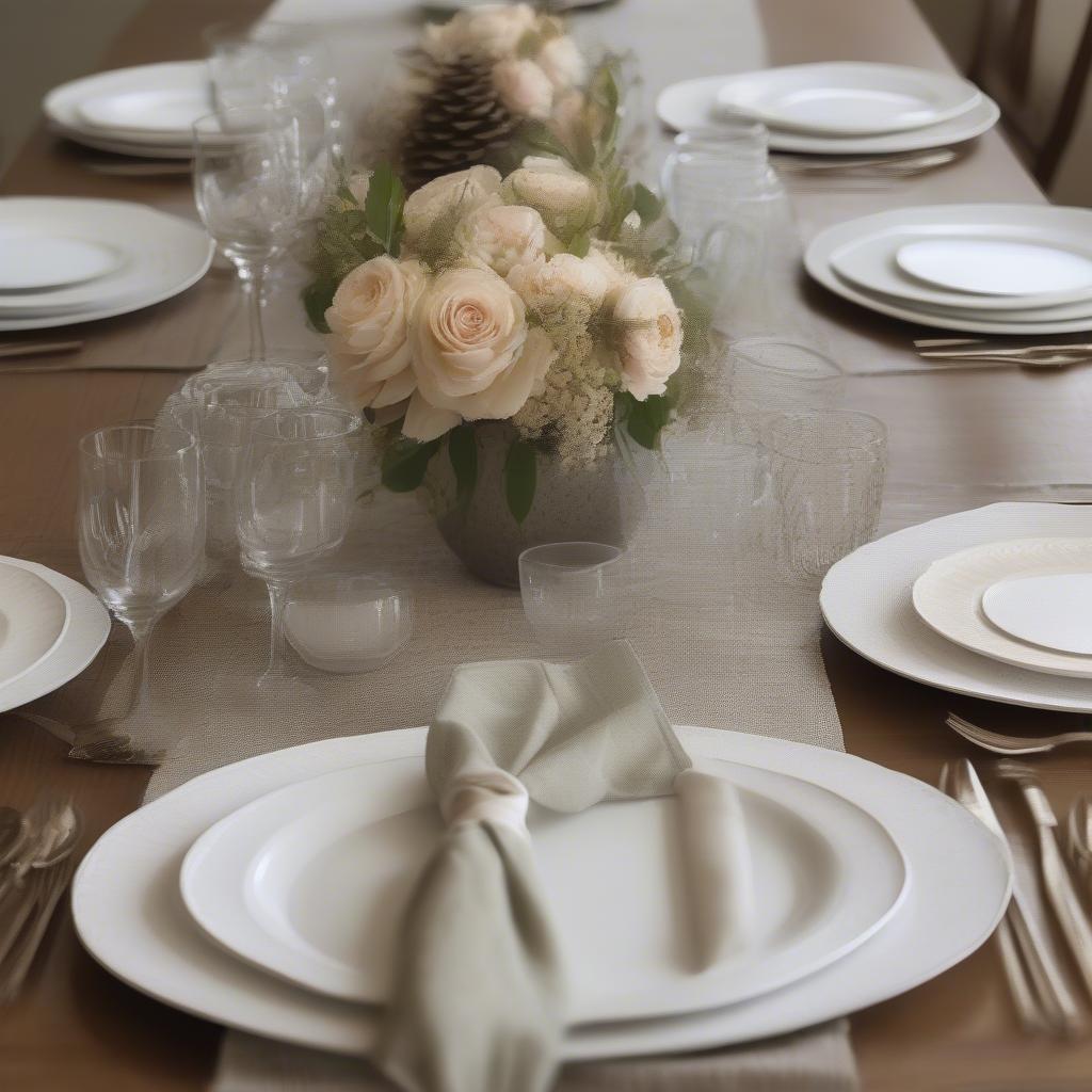 Styling a Basket Weave Table Runner for a Dinner Party