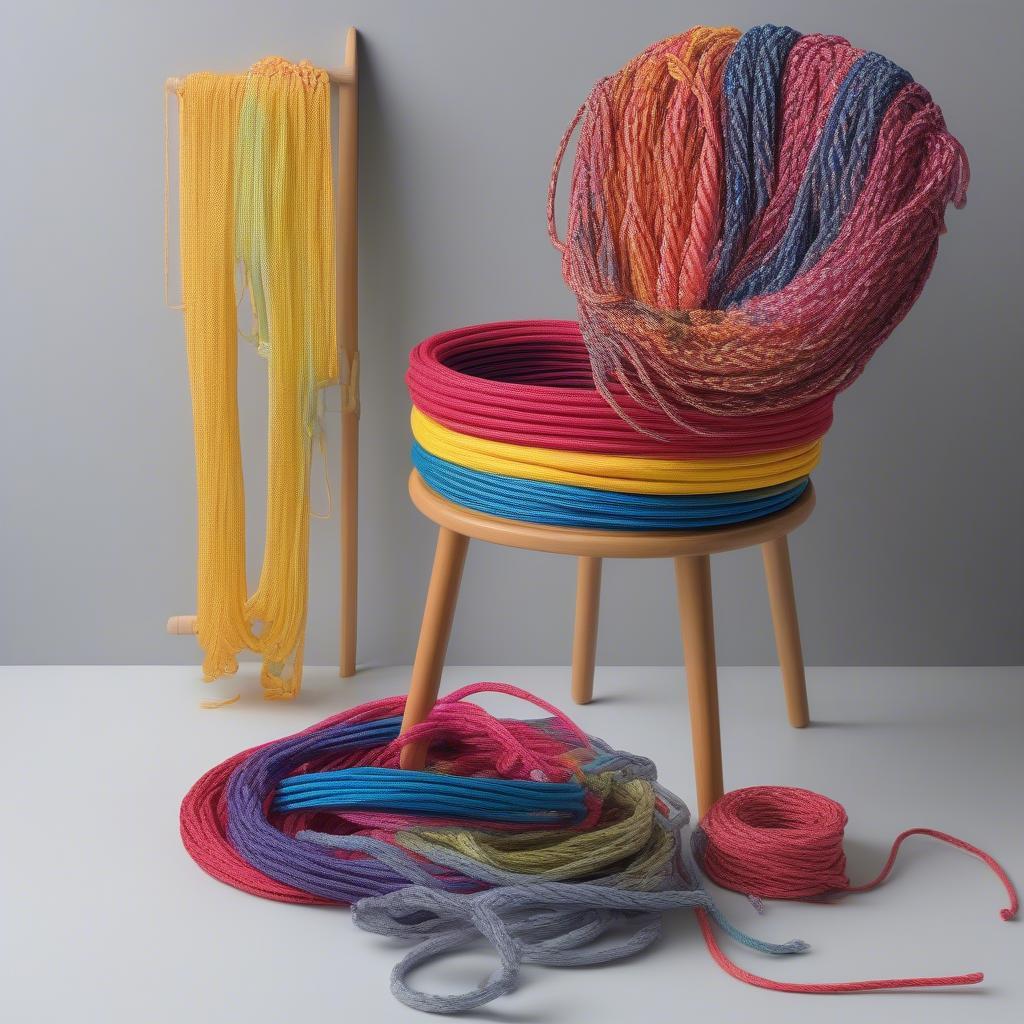 Synthetic rope options like nylon and polyester for chair weaving projects.