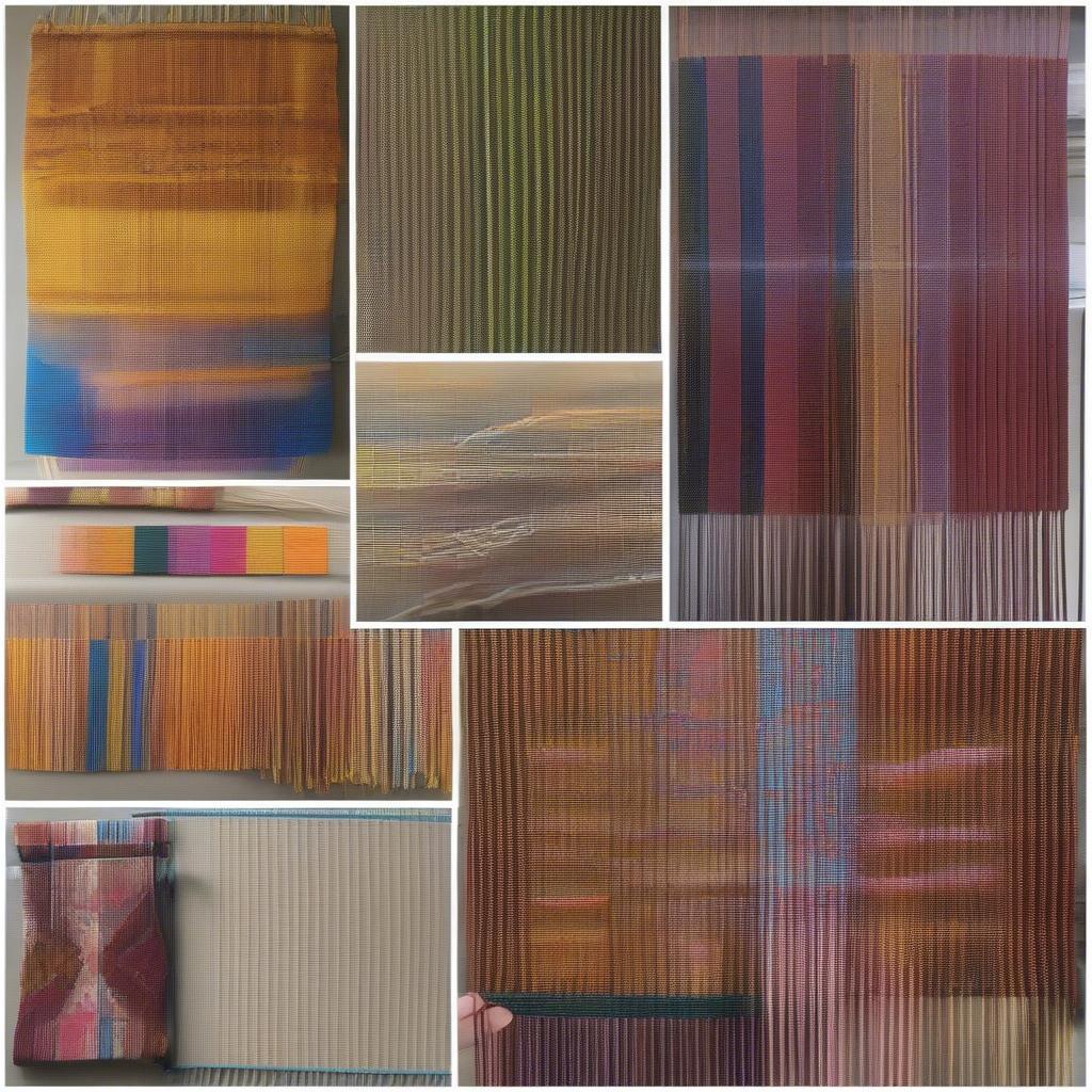 Examples of woven tapestry and band on a table loom.