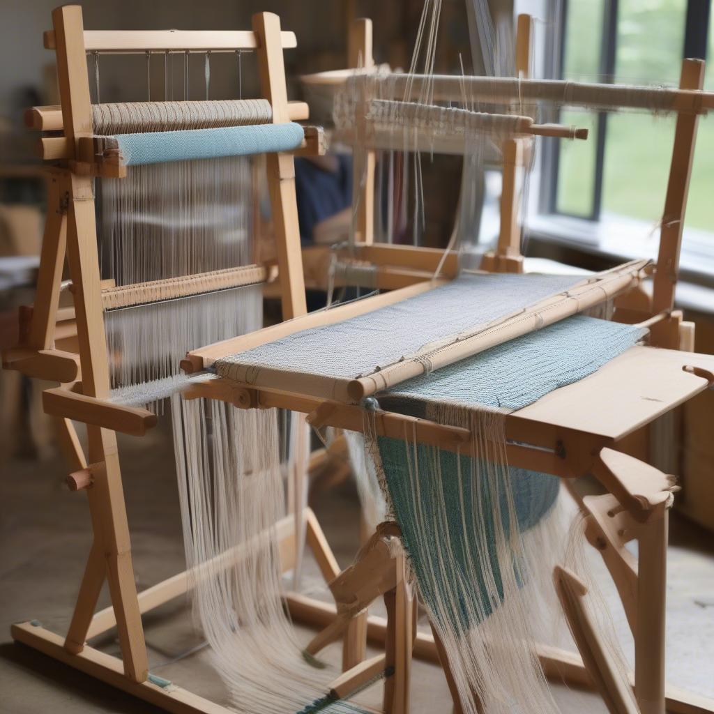 Comparing different sizes of table top weaving looms