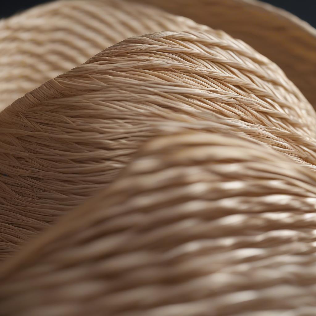 Close-up of a tight weave straw hat showcasing the intricate details of the weaving pattern