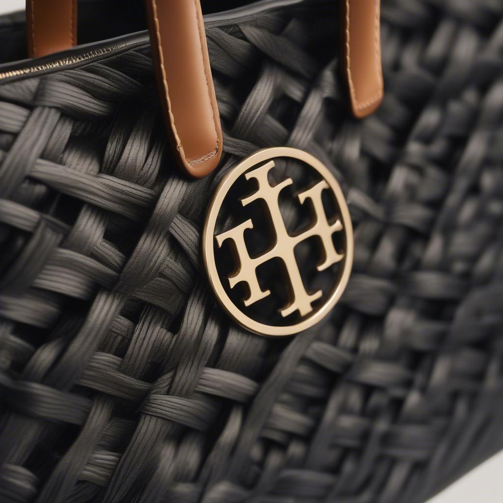 Tory Burch Black Woven Tote Bag