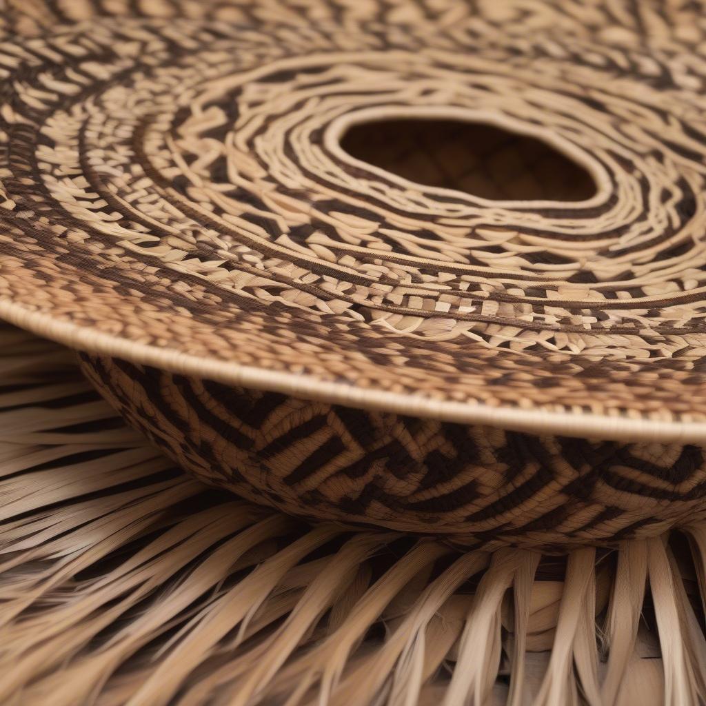 Intricate Patterns on a Woven Coconut Hat