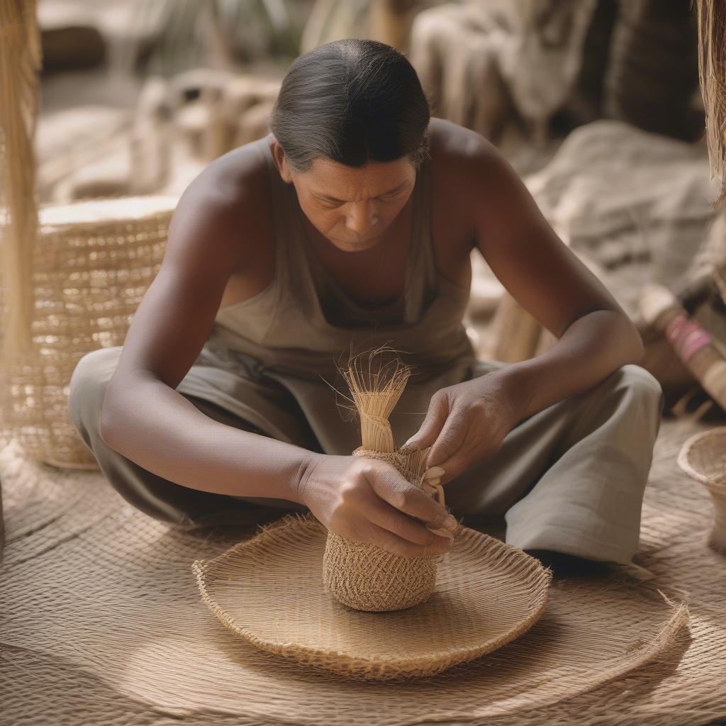 Traditional Palm Seed Basket Weaver