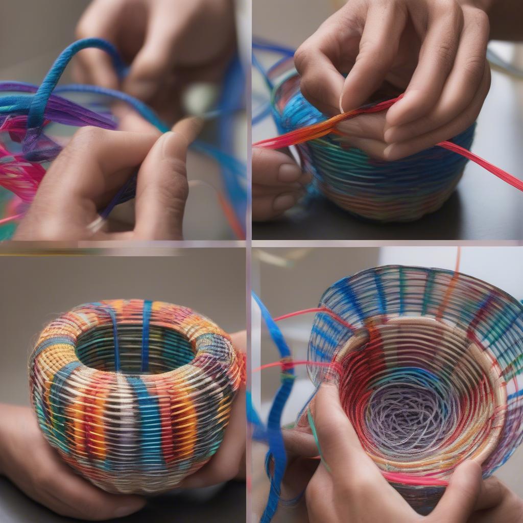 Traditional Plastic Wire Basket Weaving Techniques in Action