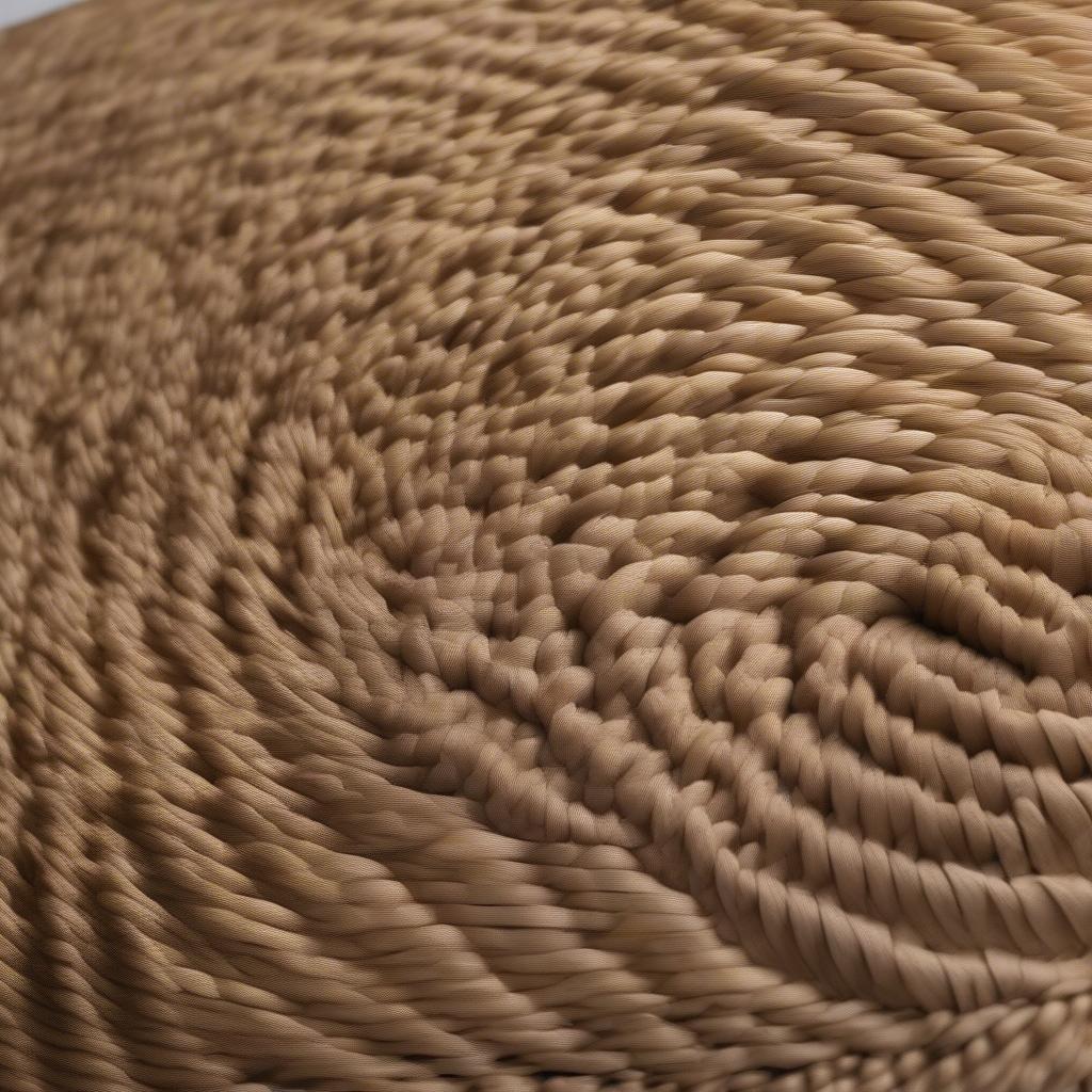 Close-up view of a twister twisted weave straw hat, showcasing the intricate spiral pattern and the tight weave of the natural straw fibers.