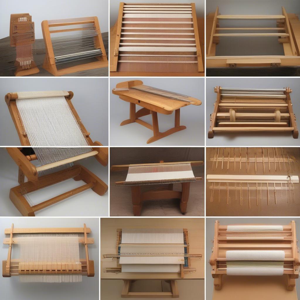 Various types of table top weaving warp boards