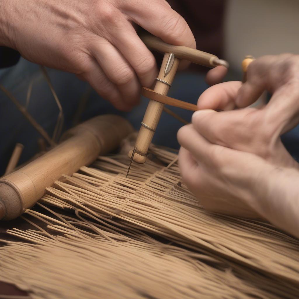 Using Chair Cane Weaving Tools