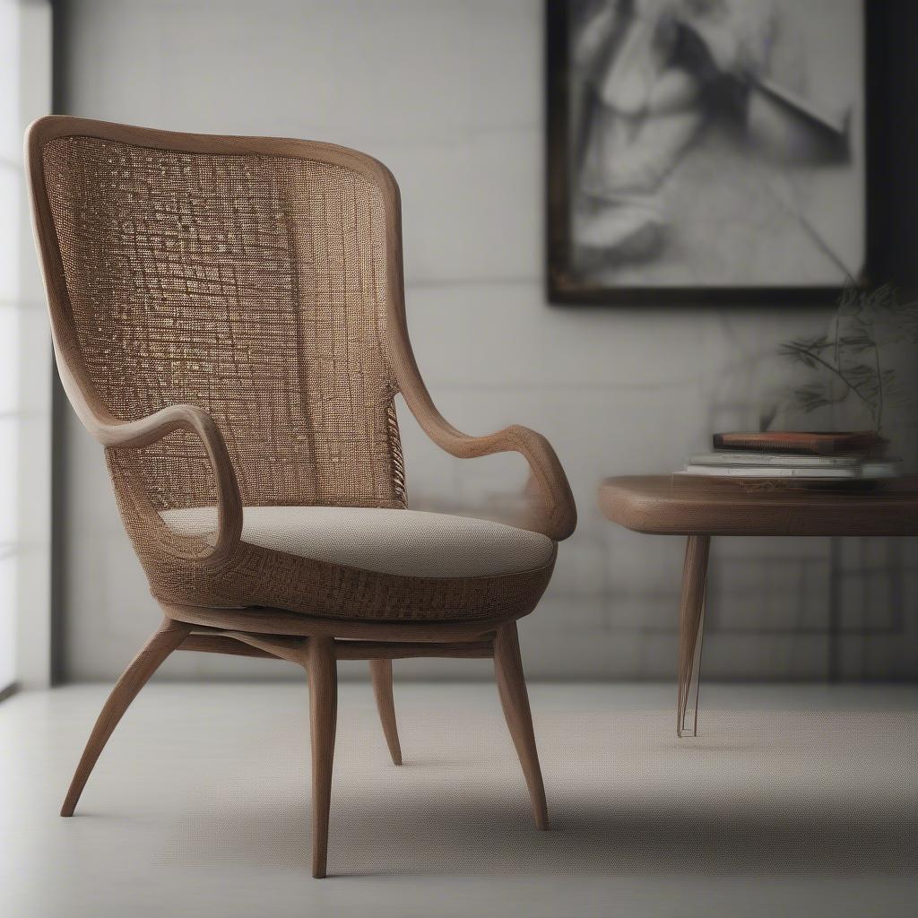 Antique Woven Chair in Modern Interior: Demonstrating the Value of Old Wood Chair Weave in Contemporary Design