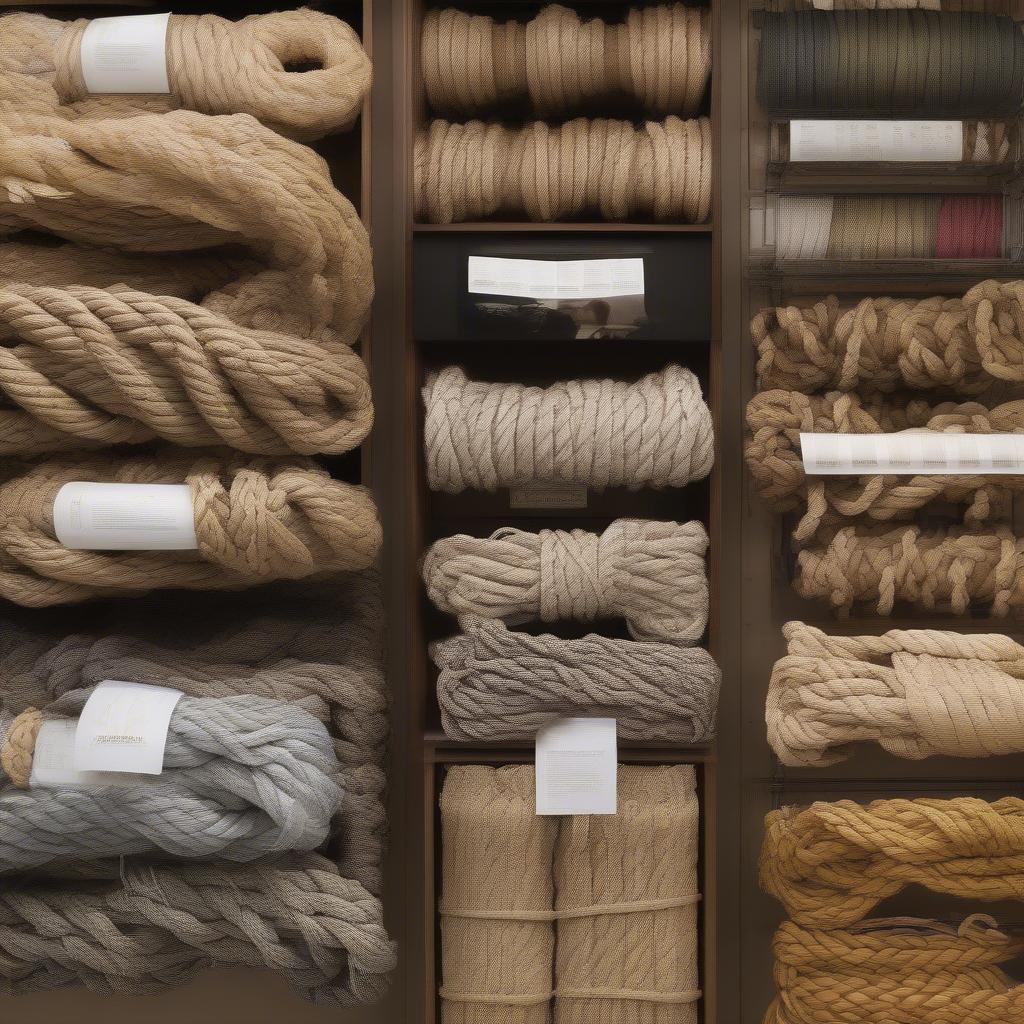 Different types of rope suitable for weaving chair seats, including natural fiber ropes like jute and sisal, and synthetic options like nylon and polyester.