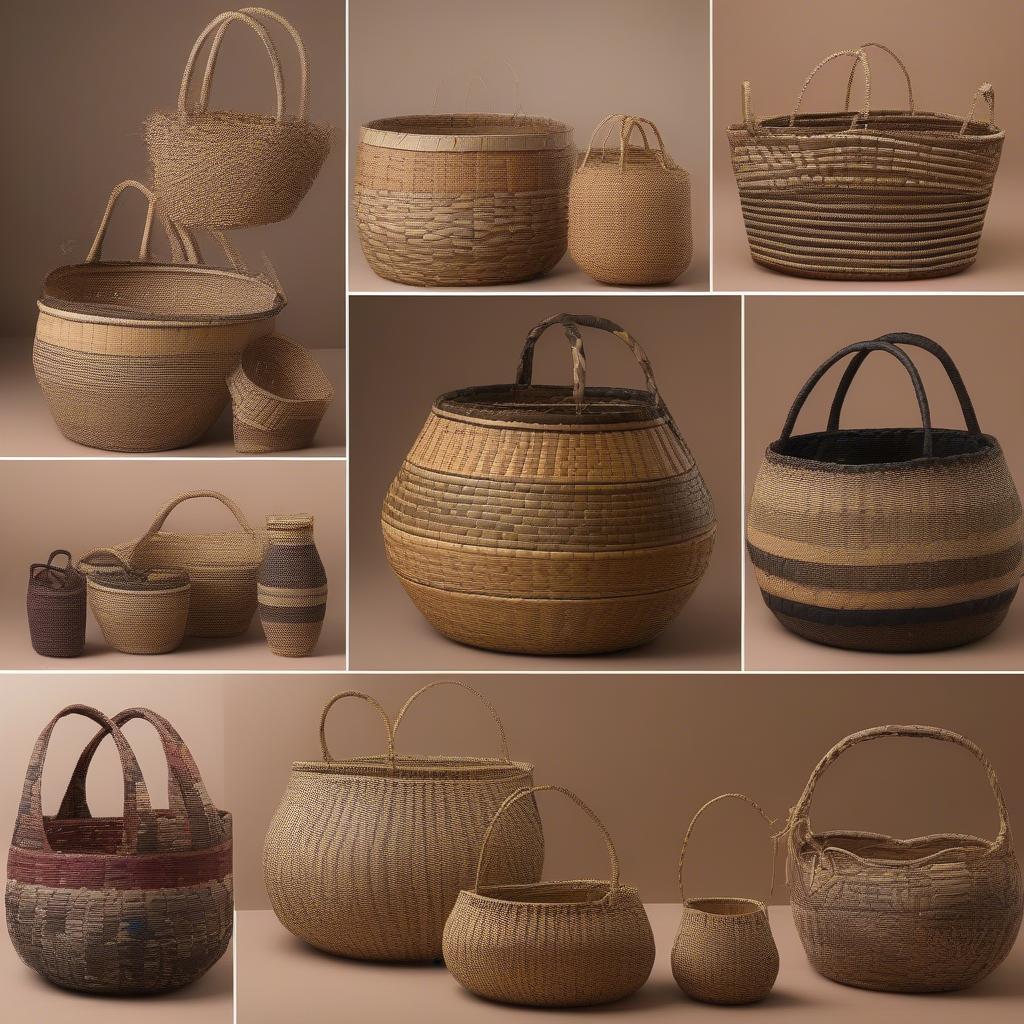 Variety of Palm Seed Stem Baskets