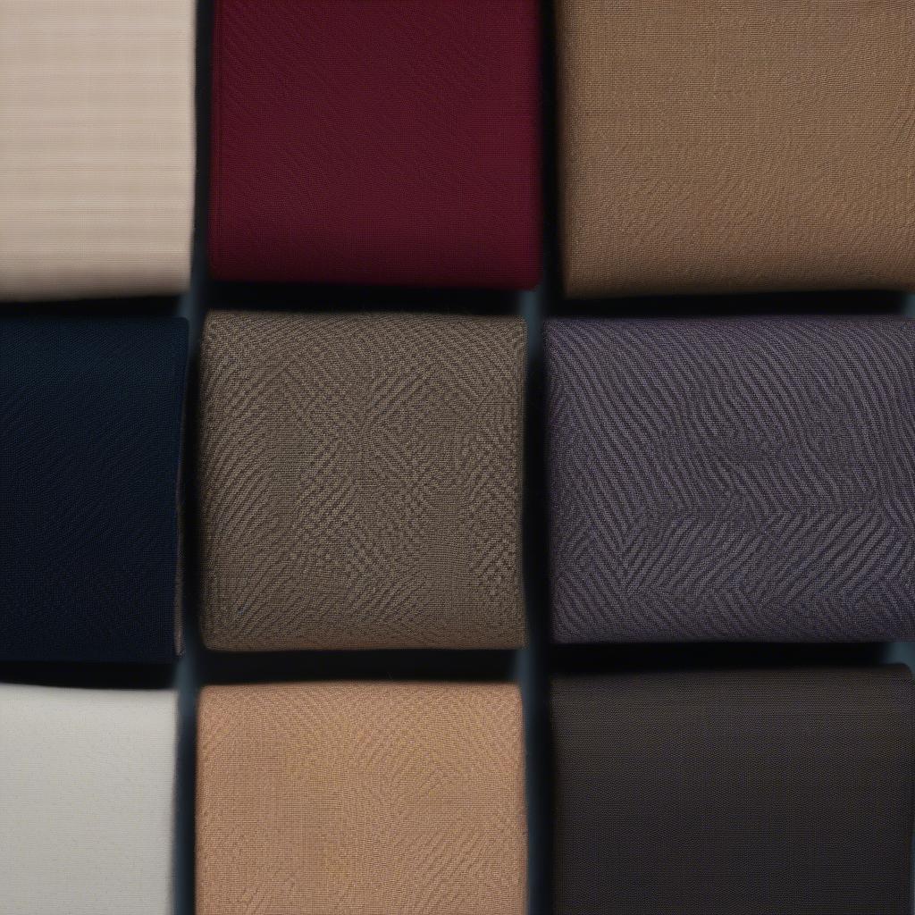 Different fabric swatches of basket weave blazer materials