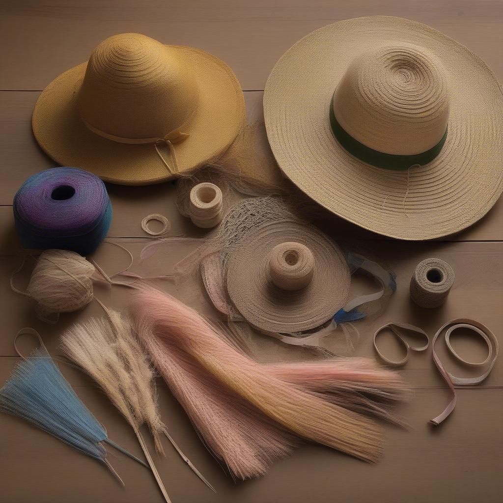 Different materials for hat weaving