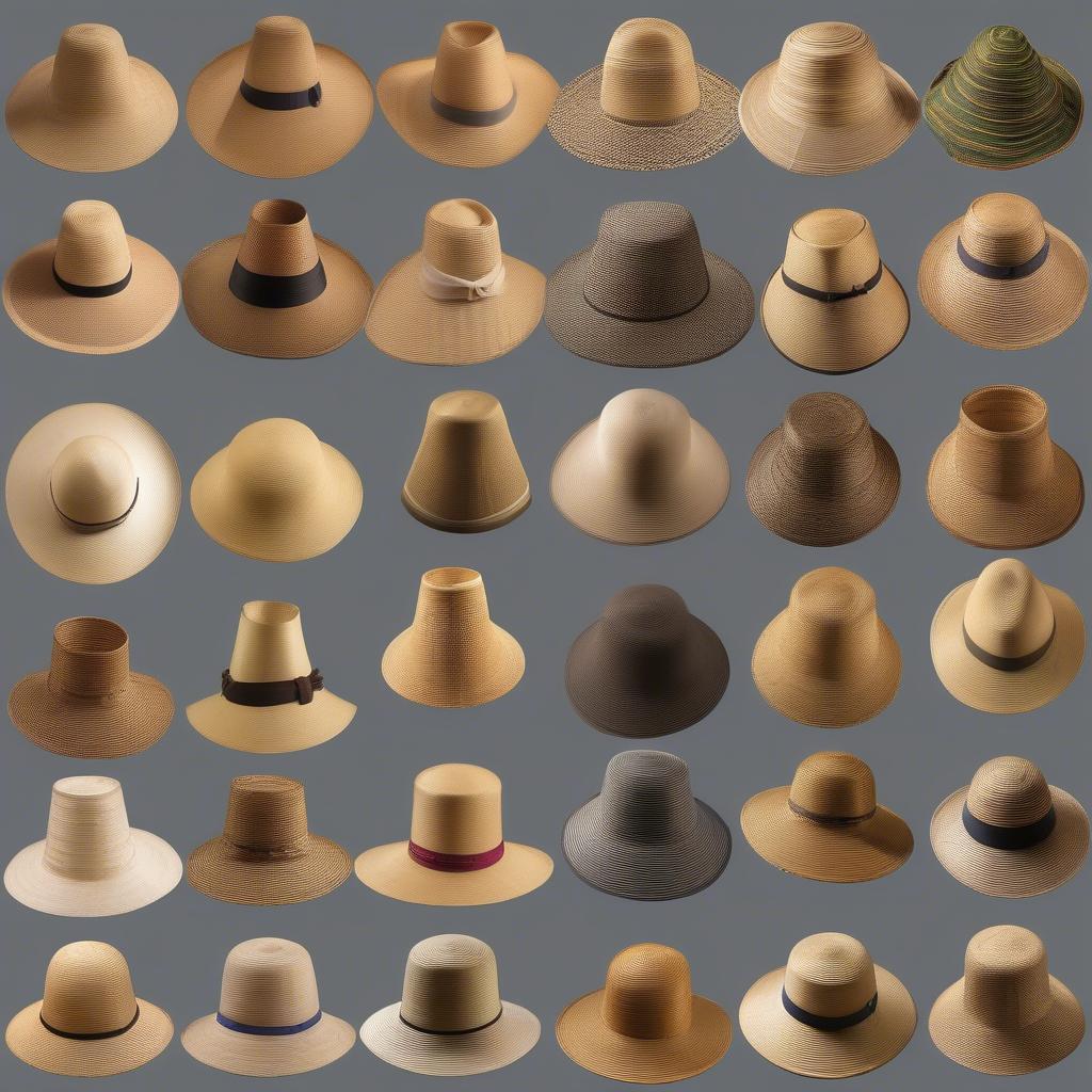 Different Styles of Weaved Bamboo Hats