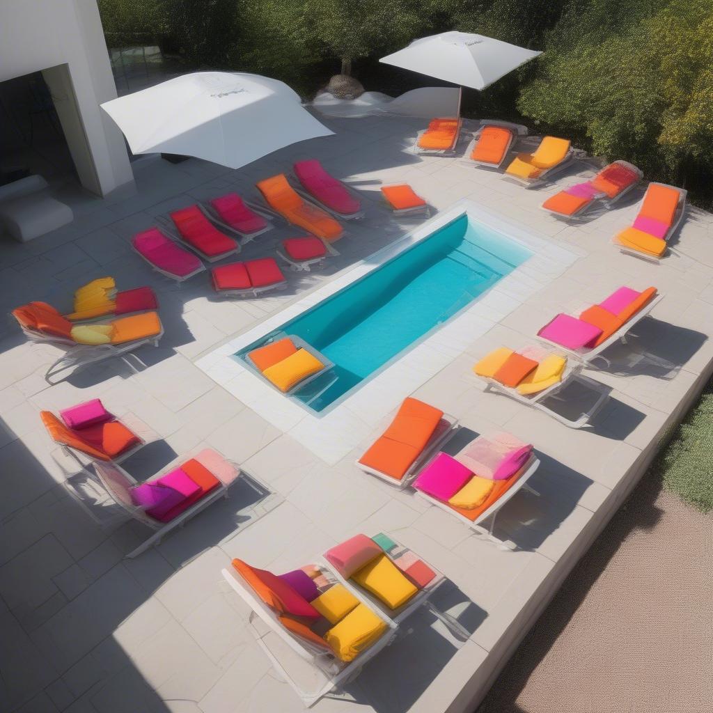 Vinyl weave lawn chairs by the pool