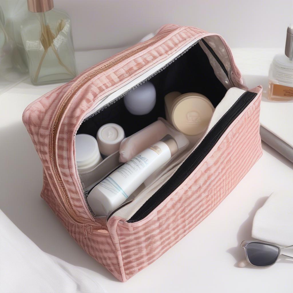 Waffle Weave Cosmetic Bag for Travel