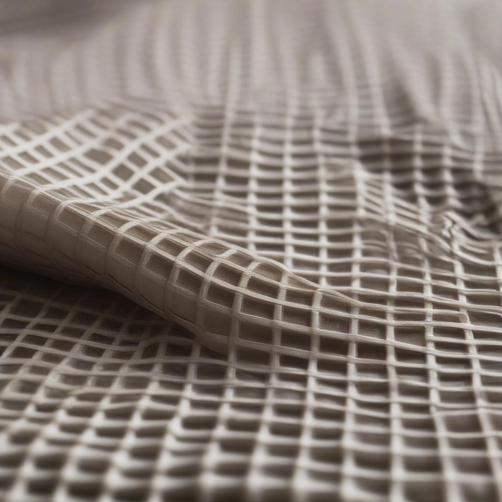 Close-up of a waffle weave tablecloth highlighting the textured surface