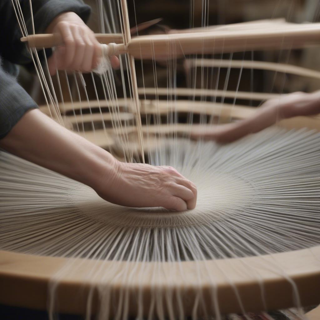 Warping a Circular Weaving Loom for a Hat